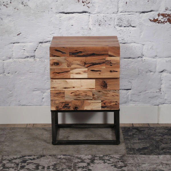 Massief Acaciahouten Nachtkastje - Afbeelding 2