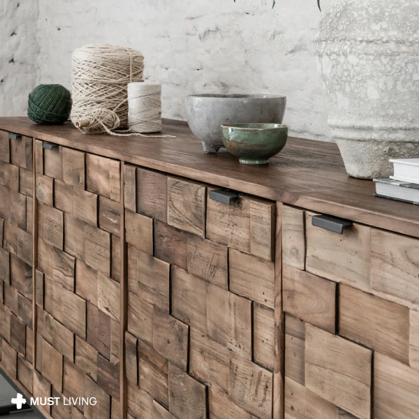 Dressoir Teak Mozaiek 210 Cm - Afbeelding 6