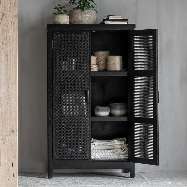 Zwarte Kast Met Rotan - Afbeelding 2