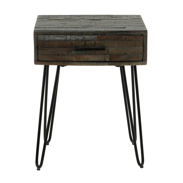 Nachtkastje Ingelegd Hout Greywash - Afbeelding 4