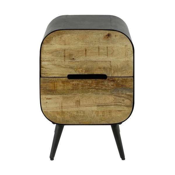 Nachtkastje Met 2 Mangohouten Lades - Afbeelding 4