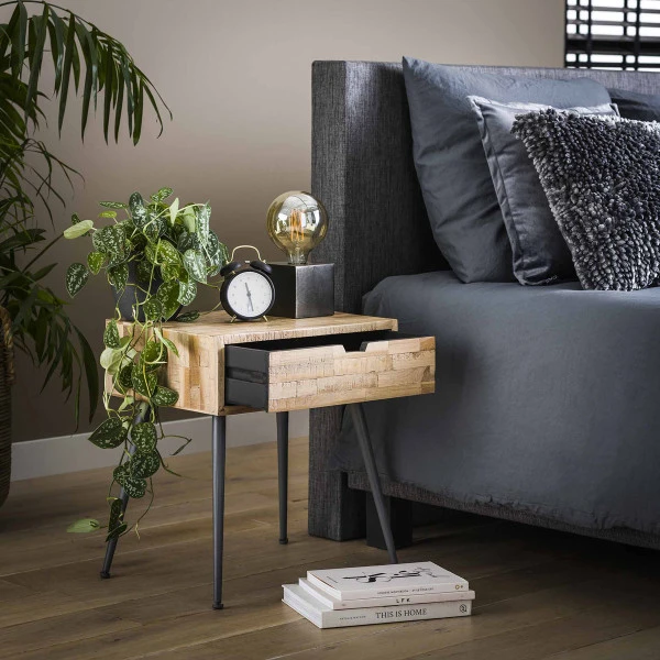 Nachtkastje Teakhout Greywash - Afbeelding 2