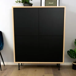 Eiken Wandkast Mat Zwart