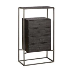 Ladenkast Zwart Teak Hout