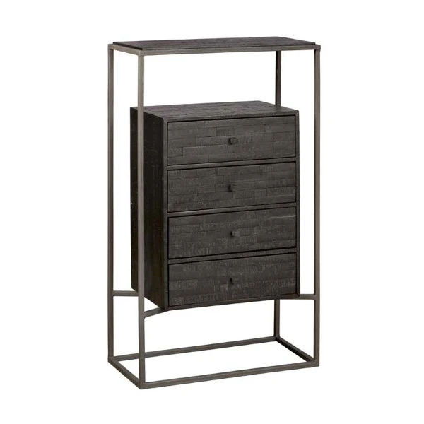 Ladenkast Zwart Teak Hout