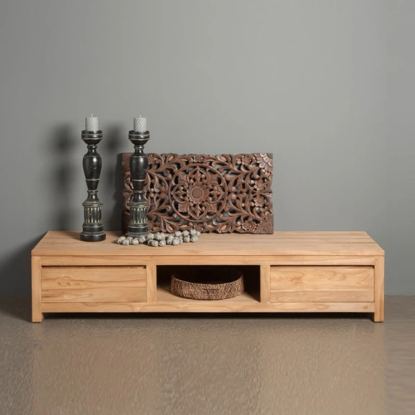 Laag Tv-meubel Teak - 2 Lades - 180cm
