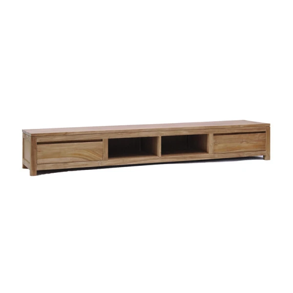 Laag Tv-meubel Teak - 2 Lades - 240cm - Afbeelding 2