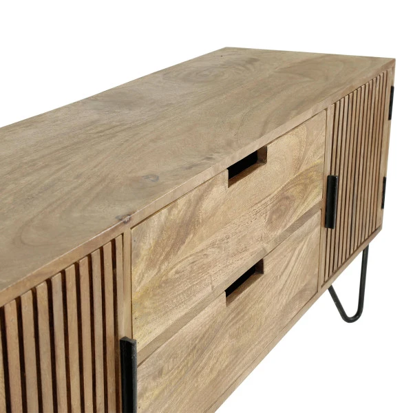 Tv-meubel Mangohout Met Ribbel Deuren - Afbeelding 7