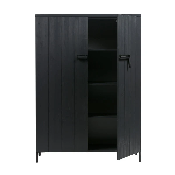 WOOOD Zwarte Kast Grenen Diep Zwart - Afbeelding 4