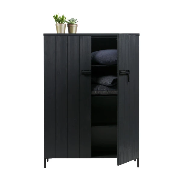 WOOOD Zwarte Kast Grenen Diep Zwart - Afbeelding 3