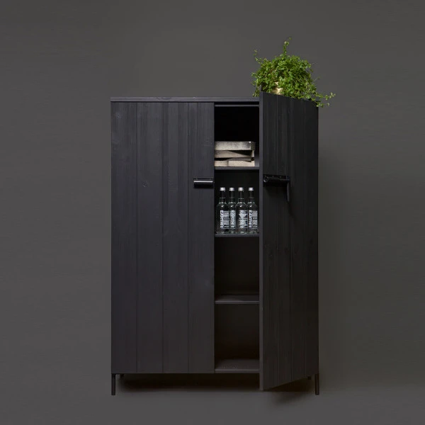 WOOOD Zwarte Kast Grenen Diep Zwart - Afbeelding 6