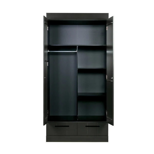 WOOOD Zwarte Kledingkast 2-deurs Met Lades - Afbeelding 3