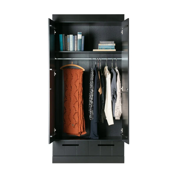 WOOOD Zwarte Kledingkast 2-deurs Met Lades - Afbeelding 5
