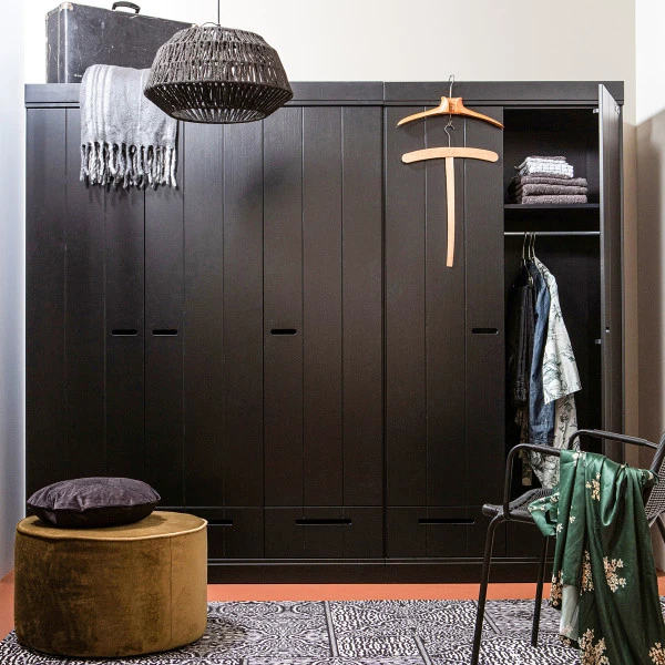 WOOOD Zwarte Kledingkast 2-deurs Met Lades - Afbeelding 6