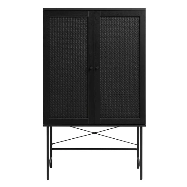 Zwarte Wandkast Met Rotan - Afbeelding 3