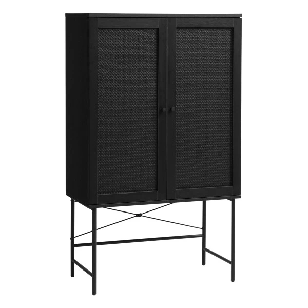 Zwarte Wandkast Met Rotan - Afbeelding 2