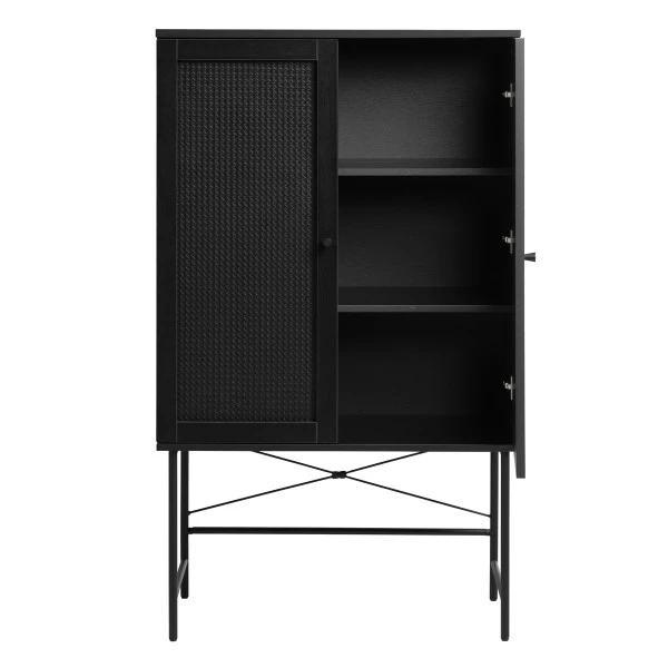 Zwarte Wandkast Met Rotan - Afbeelding 5