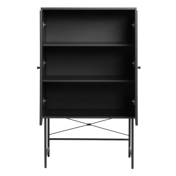 Zwarte Wandkast Met Rotan - Afbeelding 4