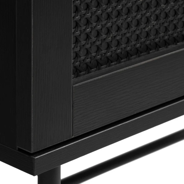 Zwarte Wandkast Met Rotan - Afbeelding 6